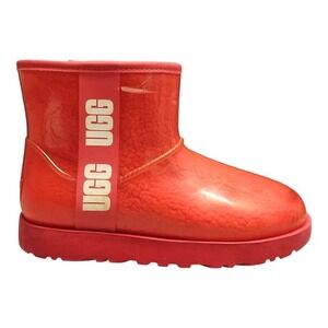 UGG Classic Clear Mini Waterproof Ankle Boots‎ Womens Size 8 Red Pull On 1113190